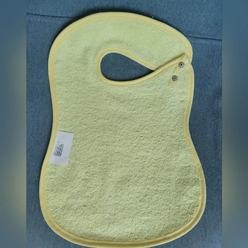 Embroidered Goose Terry Cloth Baby Bib White Yellow Vintage Inspired 2 Pack NWT